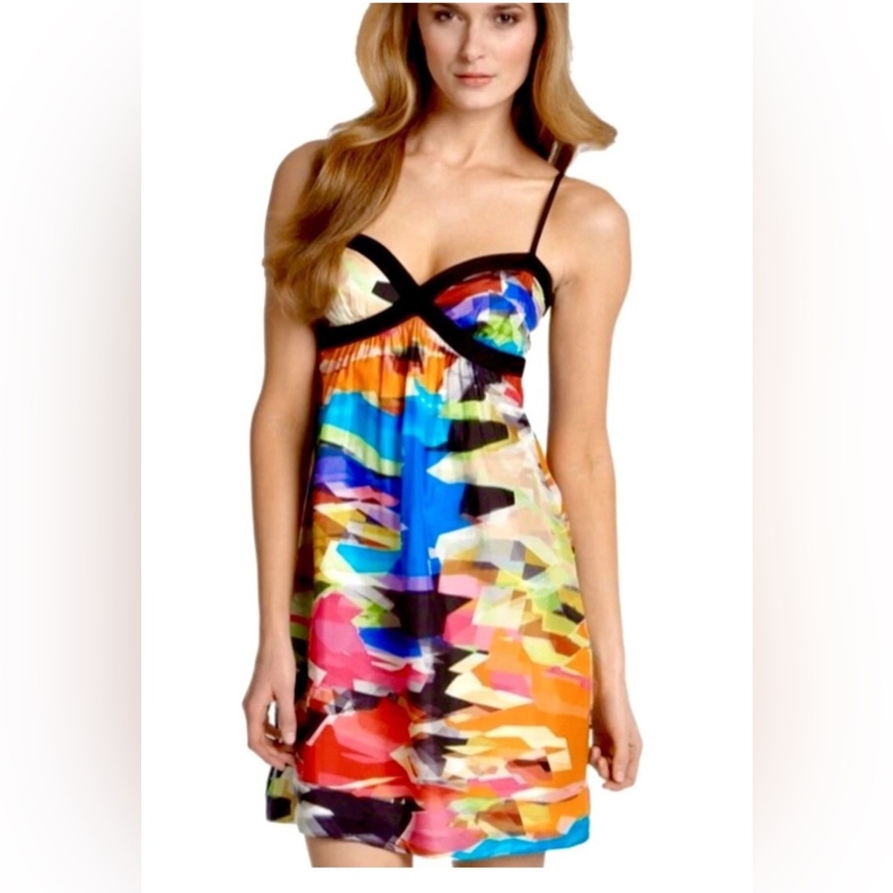 $278  Trina Turk Jeanine Dress Silk Sleeveless Mini Lined Multicolor sz 2